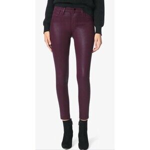 Joe's CHARLIE HIGH RISE SKINNY ANKLE COATED JEANS SIREN Red burgundy Size 32